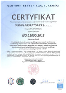 Certyfikat ISO 22000